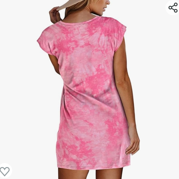 Tie Dye Adjustable Mini Dress, Cinched Waist, S, Cap Sleeves, Stretchy, Bodycon - Picture 3 of 12
